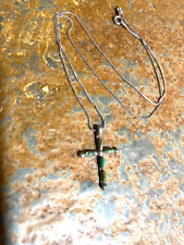 Zuni Green Turquoise Cross Necklace - Vintage Native American- Petite/Child Size