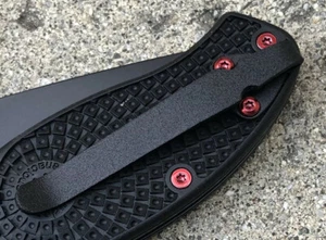 Titanium Pocket Clip (NO KNIFE) and Red Screws For Spyderco Tenacious Resilience - Picture 1 of 9