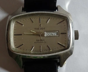 TISSOT Damen Uhr SEVEN AUTOMATIC Handaufzug schwarzes Lederband Datumanzeige - Bild 1 von 8