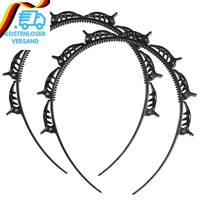 HFMYGS 2 Stück Haarreifen Mit Klammern, Haarreif Mit Clips, Double Bangs Hairstyle Hair