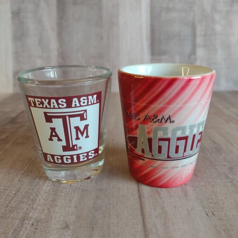 Texas A&M Shot Glass College ATM Aggies Red and White College Souvenir Cover