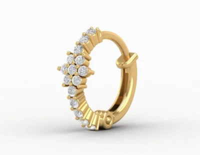 Anillo nariz oro amarillo 14k, anillo nariz diamante genuino diamante nariz piercing bali  Foto 1 de 4