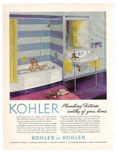 Kohler Print Ad Vintage Advertisement Plumbing Fixtures Home Improvement 1953 - Picture 1 of 1