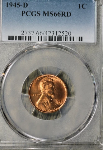 Gorgeous GEM+ 1945-D Lincoln Wheat Cent -  PCGS MS66RD! Cover