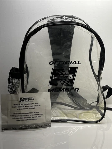 Nascar Offical Member Club Clear & Black Back Pack Nice Rare Cover