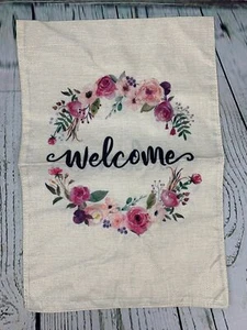 Spring Summer Floral Welcome Garden Flag Wildflower Wreath 12x18in - Picture 1 of 2