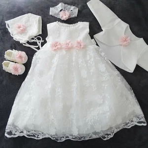 JUEGO de 5 piezas vestido de bautizo + diadema + tuerca + zapatos + bolero 62,68,74,80,86,92 NUEVO 2022 - Imagen 1 de 10