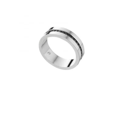 Anello Uomo Luca Barra A Fascia Con Pietre Nere AN108.21 - Immagine 1 di 2