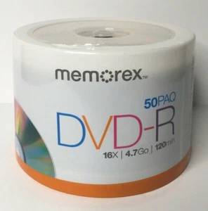 Memorex DVD-R 120 Minutes 4.7GB 16x Speed 50 Pack Blank Recordable Discs - Picture 1 of 10