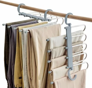 2Pcs-- SOSOPIN Space Saving Pants Hangers Clothes Organizer 5 Layered Pants Rack - Picture 1 of 7