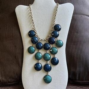 Woman’s Two Tone Blue/Green Bubble Statement Necklace - Picture 1 of 9