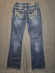 Rock & Roll Cowgirl Bootcut Jeans Women's 26x34 Low Rise Blue Embroidered - Picture 1 of 11
