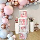 Baby Shower Boxen Party Deko 4x Wei&#223;e Transparente Luftballoon Box Baby Buchstab