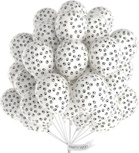 PartyWoo Paw Balloons, 50 pcs 12" White Dog Paw Print Balloons. Latex Balloons.  - Picture 1 of 9