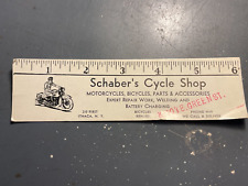 Vintage RARE 1930's Schaber's Cycle Shop Paper 6 Inch Ruler with 2nd Address