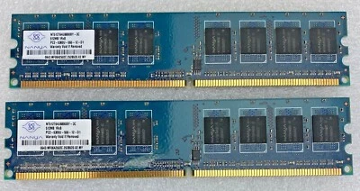 2x 512MB Nanya NT512T64U88B0BY-3C 1Rx8 PC2-5300U-555 667MHz DDR2 memory RAM  - Image 1 of 4
