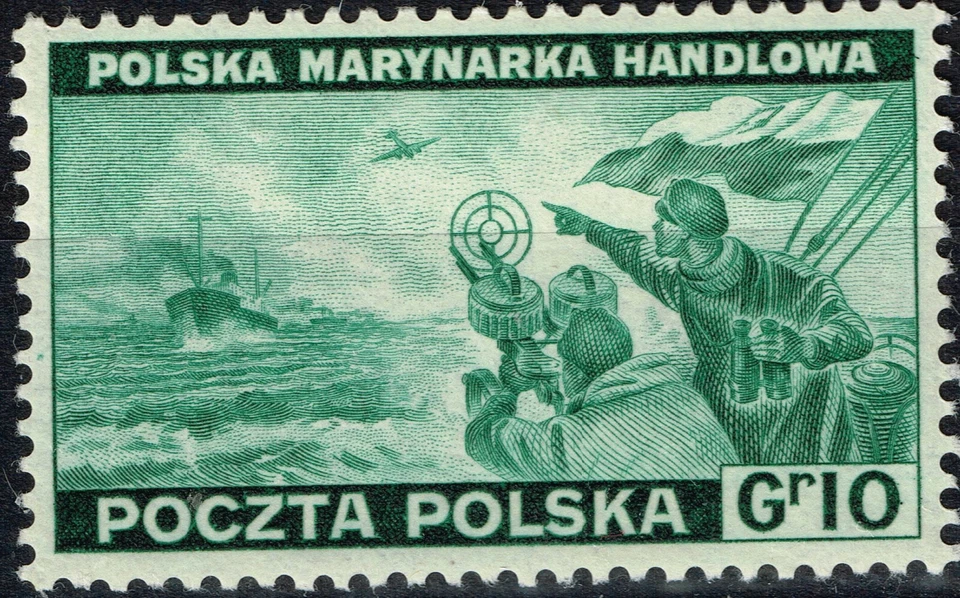Poland WW2 Air Force and Navy in Action Army stamp 1942 MLH  - Image 1 of 1