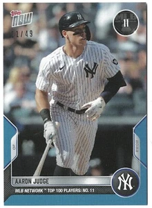 Aaron Judge 2022 Topps Now MLB Network Top 100 Blue #T11 /49 Yankees - Picture 1 of 2