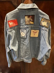 Men’s Wrangler Denim Jacket Large Heavy Metal Patches Nivarna Deftones Korn - Picture 1 of 13