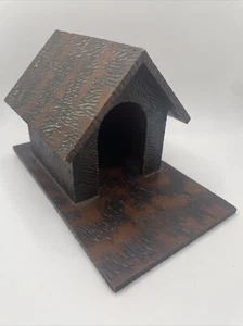 Antique Primitive Handmade Wooden Mini Dog House Cute Signed By Artist Unique - Picture 1 of 24