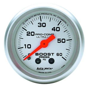 Auto Meter Ultra Lite Mechanical Boost Pressure Gauge 0-60 Psi 2 1/16" (52mm) - Picture 1 of 1