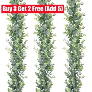 6ft Artificial Eucalyptus Garland Hanging Rattan Vine Ivy Wedding Flower Xmas UK - Picture 1 of 14