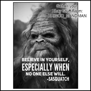 Fridge Fun Refrigerator Magnet "BELIEVE IN YOURSELF WHEN NO ONE WILL" SASQUATCH - Picture 1 of 12
