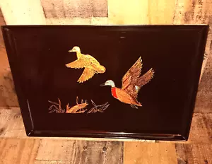 Bandeja negra vintage Couroc Monterey California Mallard Ducks MCM 18 X 12 1/2 leer - Imagen 1 de 12