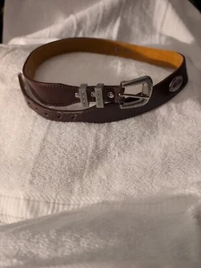 Cinturón de cuero para hombre de colección talla 36 en marrón 3 conchos plateados - Imagen 1 de 9