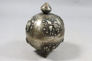Deckeldose Schatulle Metall versilbert Fischdekor China (GP440) - Bild 1 von 8