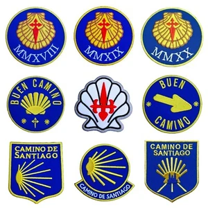 Camino Patches Embroidered Iron-on Badge Camino de Santiago Spain Arrow Scallop - Picture 1 of 8