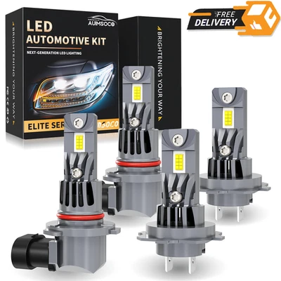 Kit combinado de 4 bombillas de faros LED blanco/bajo blanco para Lincoln Town Car 2003-2011 Foto 1 de 4