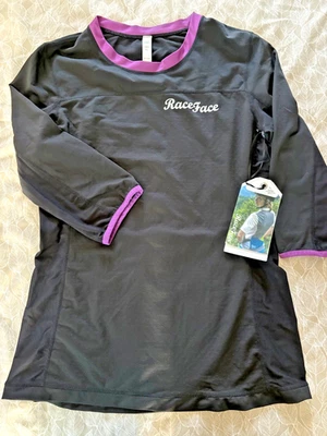 Women's NWT Race Face Jersey, Medium, Biking, Cycling, 3/4 Sleeve Black / Grape - Image 1 of 4