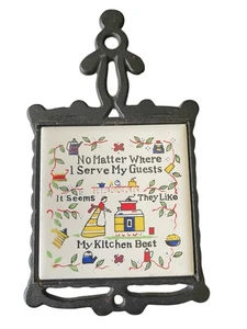 Vintage Gusseisen Untersetzer, "My Kitchen Best" Fliesen Wanddeko - Bild 1 von 3
