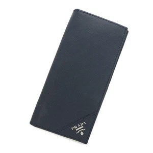 PRADA Folded Long Cloth Saffiano LeatherLeather Navy 2M0836 - Picture 1 of 13