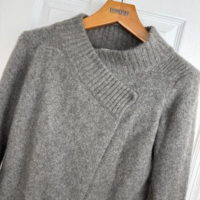 Givenchy Paris Gray Cashmere Mohair Sweater Women's S Asymmetrical Wrap Luxury - Image 1 of 4