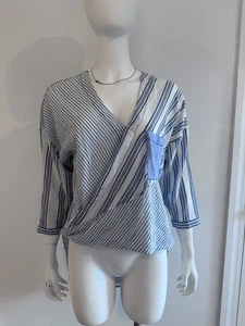 Anthropologie Gr. S Holding Horses Mimi Hi-Low Tunika Oberteil 3/4-Arm blau/weiß - Bild 1 von 22