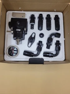 Stealth Adjustable Fuel Pressure Regulator Kit W/ 100PSI Oil Gauge AN-6 Hoses - Imagen 1 de 6