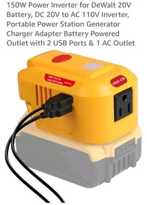 Power Inverter Generator for Dewalt 20V 60V Battery,150W,DC 20V to AC 110V - NEW - Picture 1 of 7
