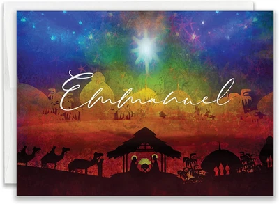Emmanuel Religious Christmas Card with Scripture - Pack of 24