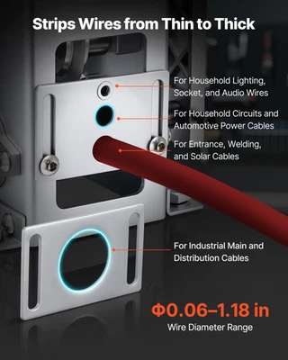 Машина для ручной зачистки проводов 0,06–1,18 дюйма инструмент для зачистки медных кабелей высокопрочный - Изображение 1 из 4