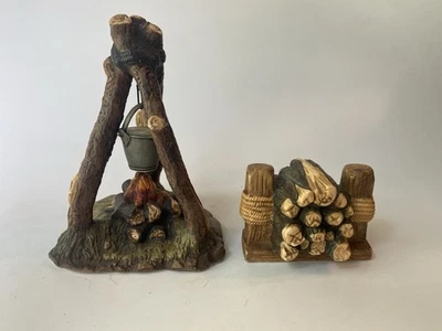 Juego de 2 accesorios Belén Grandeur Noel piezas de repuesto fogata madera Foto 1 de 4