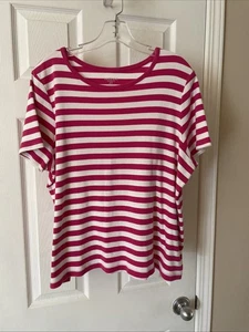 Lands' End Mujer Talla 2XLP Precioso Rosa Blanco Cuello Redondo Mangas Cortas - Imagen 1 de 3