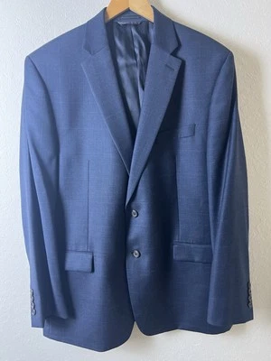 Traje Abrigo Blazer Chaqueta Lauren Ralph Lauren 44R Ventana Panel Lana Azul Foto 1 de 4