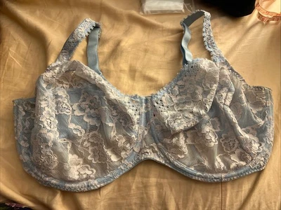 Primadonna Twist Bra Underwire Blue Floral Lace 40H - Image 1 of 4