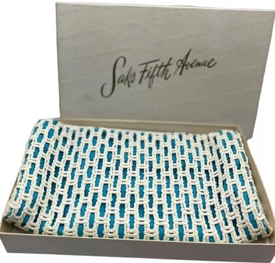 Vintage 50s New Saks Fifth Ave ET Enger Kress Leather & Crochet Purse New In Box - Image 1 of 4