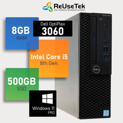 Dell OptiPlex 3060 SFF Intel i5-8500 3.00GHz 8GB RAM 500GB SSD HDMI DisplayPort - Image 1 of 4