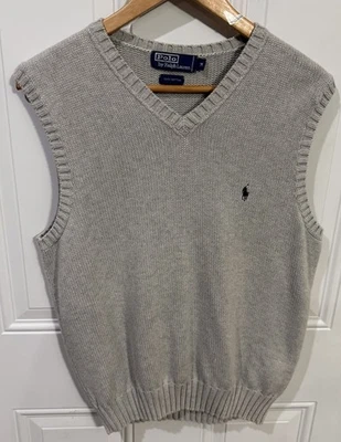 Polo by Ralph Lauren Men's Solid Grey Sleeveless V-Neck Sweater Vest | Size: M - Image 1 of 4