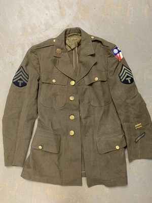 WWII US Army Air Force Class A Dress Jacket Technical Sergeant CBI Patch Sz 35S - Image 1 of 4