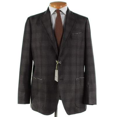 Abrigo deportivo Sartorio Kiton nuevo con etiquetas 100 % lana talla 56R (46R EE. UU.) en marrón a cuadros Foto 1 de 4